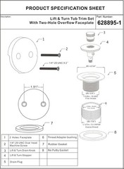 Matte Black Lift & Turn Tub Trim Set with 3 x 0.5 x 3 inches, Matt