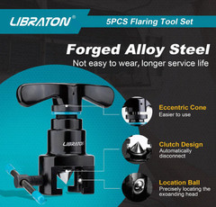 HVAC Flaring Tool Kit, 45&deg; Eccentric Flare Tool for 1/4-3/4in Copper Pipe