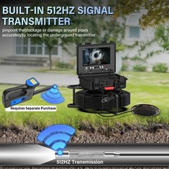 50m Pipe Inspection Camera IP68 Drain Sewer Camera 512hz Meter Counter 7mm Cable
