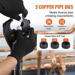 VEVOR Copper Tube Fittings Crimping Tool with 1/2&Prime; 3/4&Prime; 1&Prime; Jaws Pipe Cutter