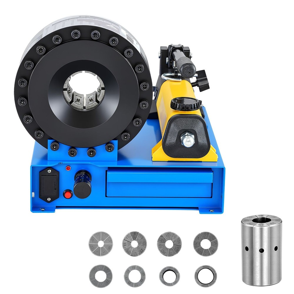High Pressure Hydraulic Hose Crimper, Manual Hose Crimping Tool with 8 Dies &