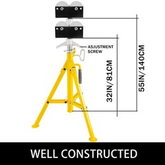 VEVOR Roller Head Pipe Stand Foldable Tripod 32&Prime;-55&Prime; Height 12 in Load 2500 lb