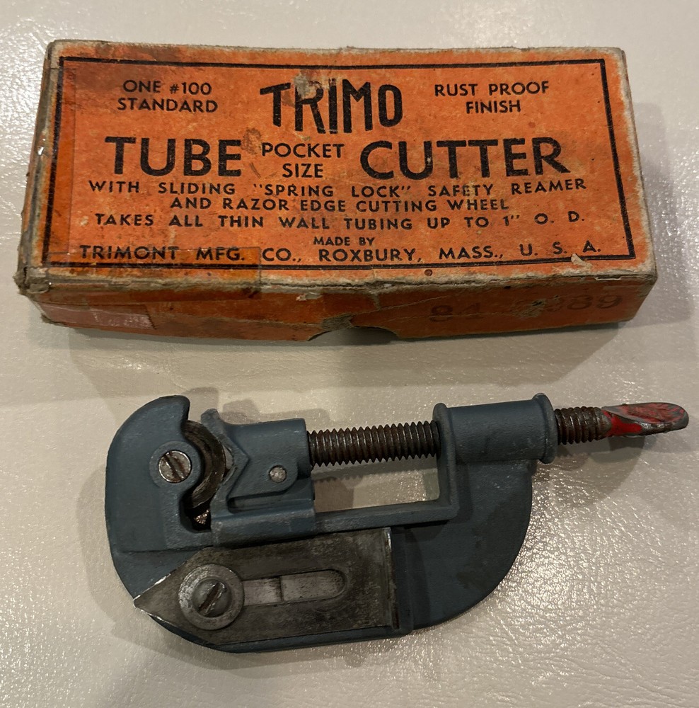 Vintage Trimo Tube Cutter Pocket Size 1-No. 100 Standard Box Roxbury, Mass.
