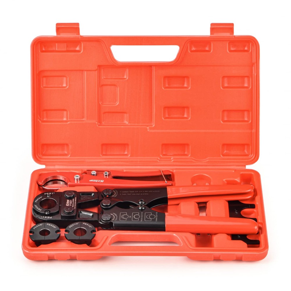 PEX Crimping Tool Kit with Cutter 3/8 1/2 3/4 1in Jaws Gauge ASTM F1807