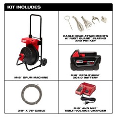 Milwaukee 2817A-21 M18 Drum Machine w/ 3/8&Prime; Cable