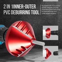 2 in 1 PVC Deburring Tool for PVC, CPVC, ABS, PP, PE Pipe with OD 0.75&Prime; to 3.5&Prime;