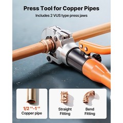 Uimoso Hydraulic Copper Pipe Crimping Tool with 1/2&Prime;, 3/4&Prime;, 1&Prime; Jaws
