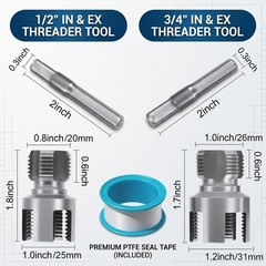 Pvc Pipe Threader Tool Kit 1/2&Prime; & 3/4&Prime; Home Plumbing Thread Repair Kit Pvc