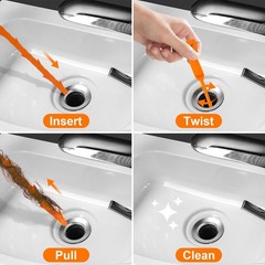 Drain Clog Remover, 25inch Snake Hair Remover(3pcs), 25 inch, Orange