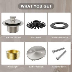 Brushed Nickel Tub Drain Stopper Bathtub Drain,