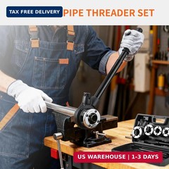 Ratchet Pipe Threader Kit, Plumber Pipe Threading Set, Portable Pipe Die Tool wi