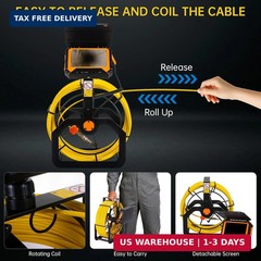 Sewer Camera 100ft,SPRIDRAIN Drain Pipe Camera HD 5in Screen with 32GB DVR,Water