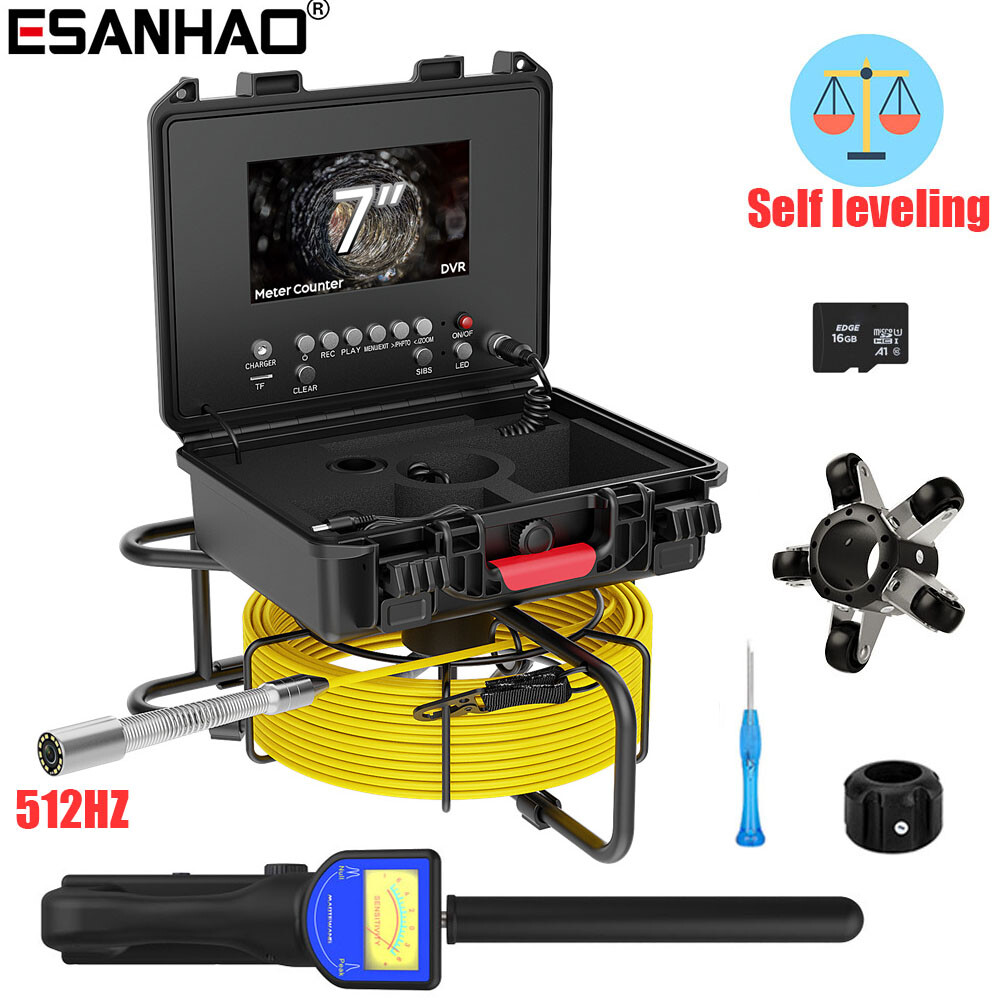 7&Prime; Monitor Drain Sewer Camera 512HZ Locator Self-Leveling Pipe Inspection Camera
