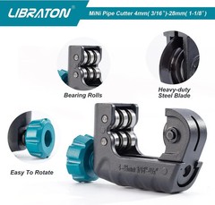 LIBRATON Copper Pipe Cutter 3/16&Prime;-1-1/8&Prime;, Mini Tubing Cutter, Copper Cutter | Pi