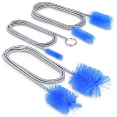 Flexible Long Drain Brush Set, Premium 3 Piece Kit with Double Large, Blue