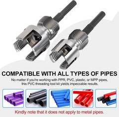 2PCS PVC Pipe Threader 1/2&Prime; 3/4&Prime; Internal External Tool