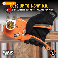 Klein Tools 50063 Ratcheting PVC Pipe Cutter, Cuts 1-1/4-Inch I.D.