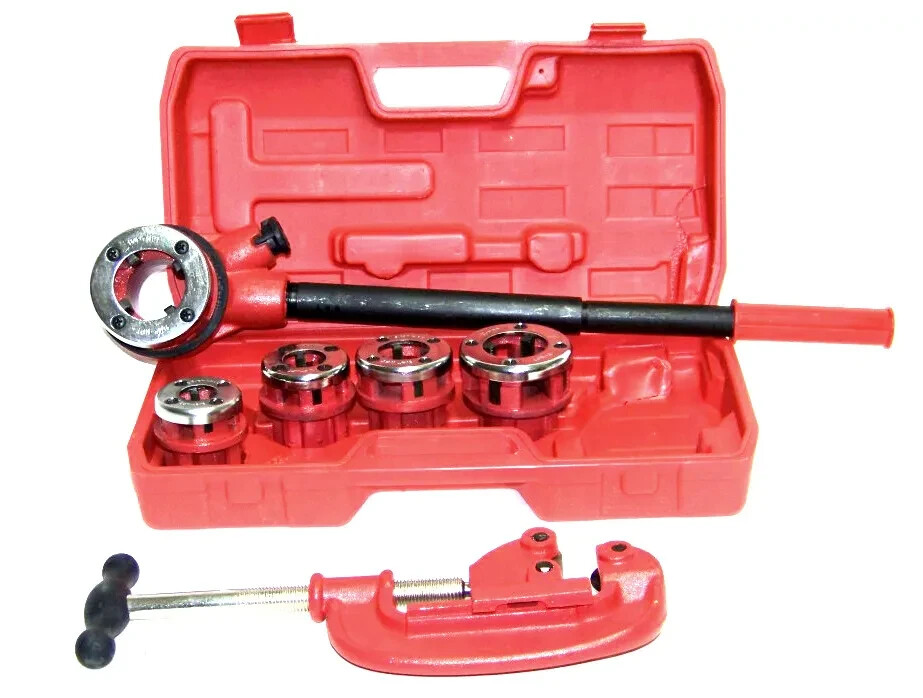 Pipe Threader Ratchet Type 1/4&Prime; &ndash; 1&Prime; 5 Dies and No. 2 Pipe Cutter 1/2&Prime; &ndash; 2&Prime; O. D