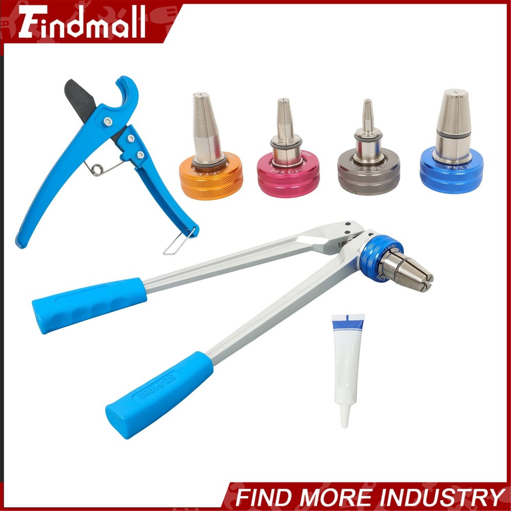 Findmall Manual PEX Pipe Expander Tool Kit W/ 3/8&Prime;,1/2&Prime;,3/4&Prime;,1&Prime; Expansion Heads