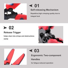 Hexagonal Crimping Tool, AWG23-10 HSC8 6-6 Self-adjusting Ratchet Wire Ferrule C