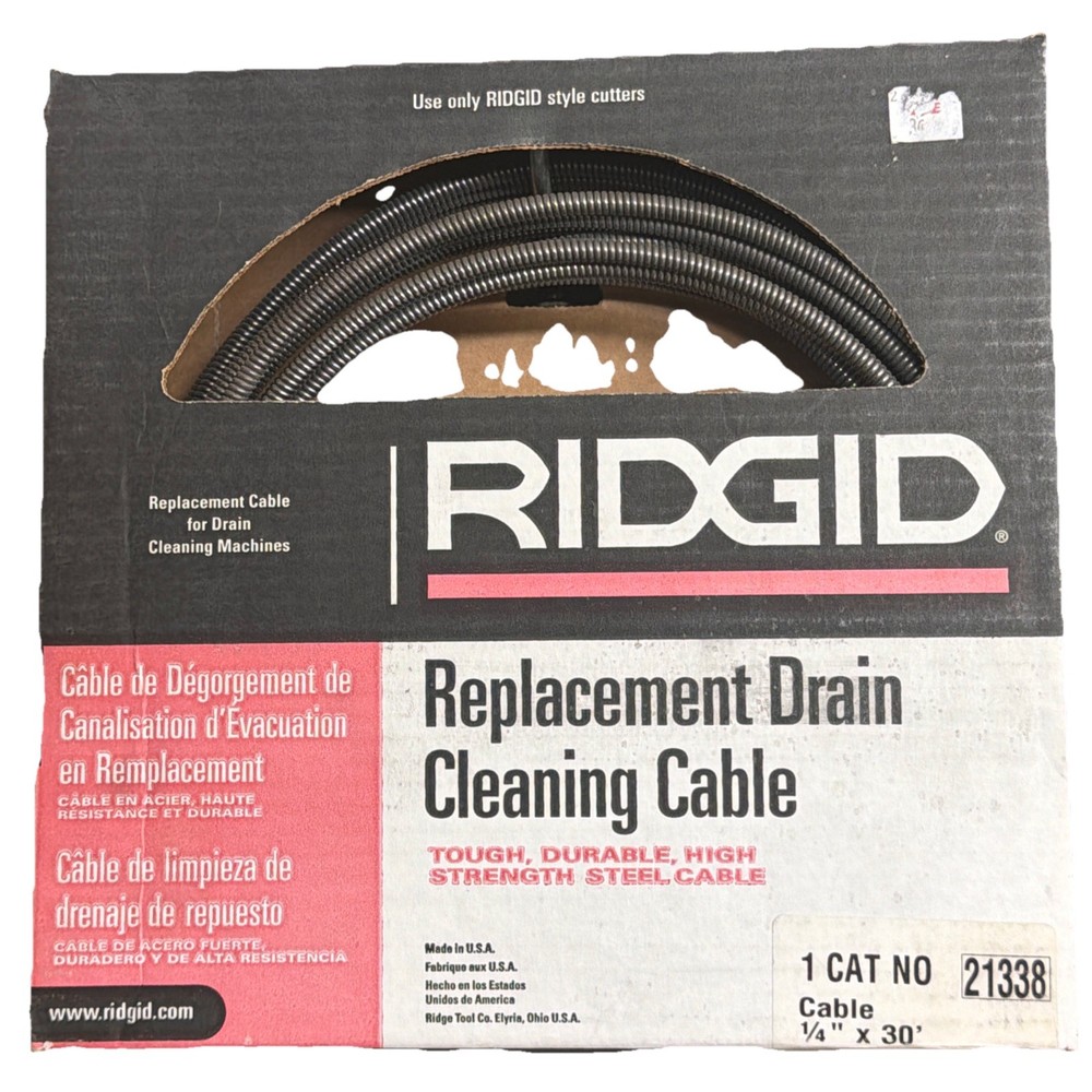 Ridgid 21338 1/4&Prime; x 30&prime; Auto-Spin Replacement Cable