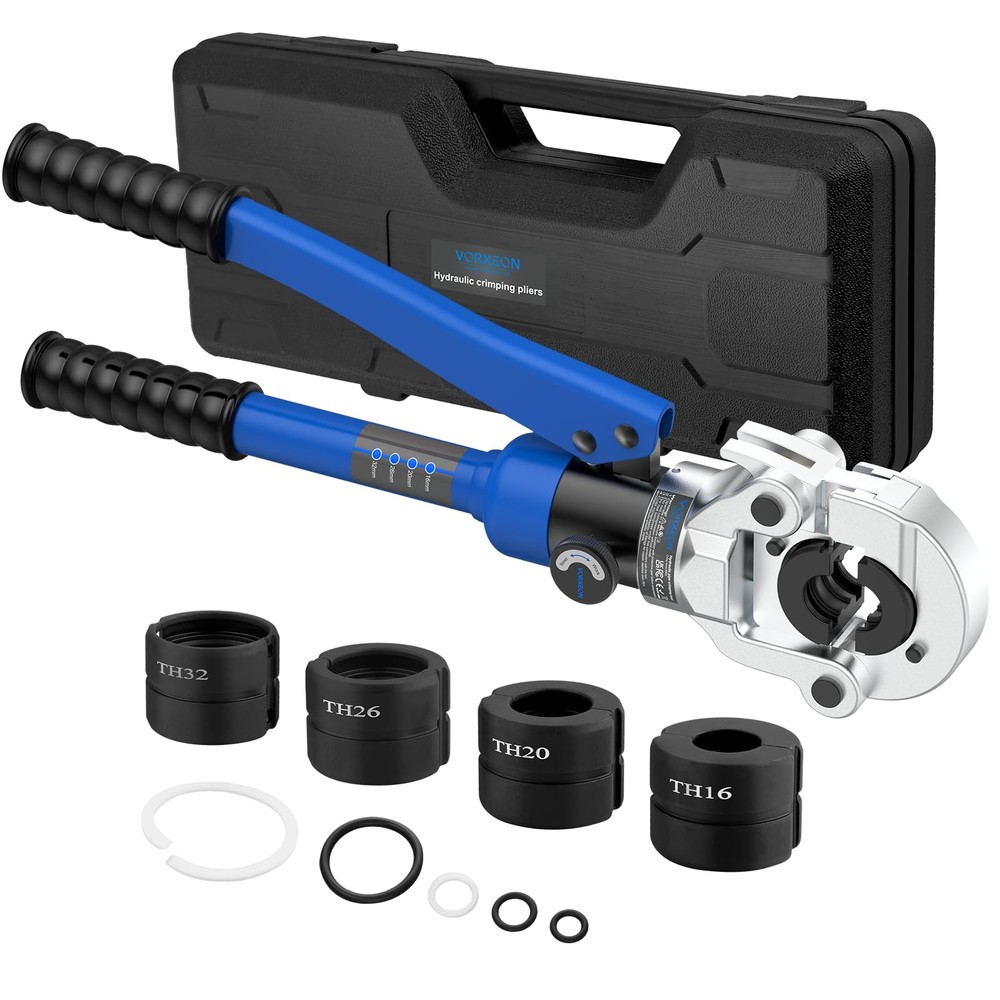 Copper pipe Pro press crimper 8 Ton 15.74 inch, Blue and Black