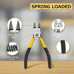 Wire Cutter,6.5 inch Side Cutters,Spring Loaded Wire Cutters for Crafting,Flush