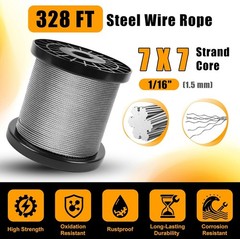 Heavy Duty Wire Rope Crimping Tool Kit, 328FT Stainless Steel Cable, 210 PCS Cri