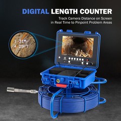 9&Prime; Self-Leveling Sewer Inspection Camera 512Hz 230ft/70m Digital Length Counter