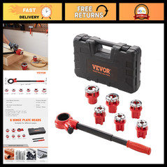 Portable Ratchet Pipe Threader Kit with 6 Dies, 1/4&Prime; to 1-1/4&Prime; NPT, Plumbing Too