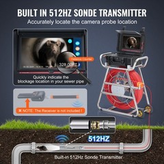 Sewer Camera 328 ft/100m Self-Leveling Drain Camera with 10.1&Prime; Touchscreen