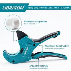 Libraton PVC Pipe Cutter 2-1/2&Prime;, Large Cutter, Improved Blade for 0-63mm