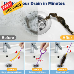 Drainsoon 35-Inch Metal Drain Snake Hair Clog Remover, Reusable Sink Purple