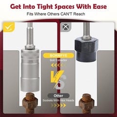 33mm Deep Reach Bolt Extractor Kit, with 3/8, 1/4 Inch Adapter, Ez Out Deep B&hellip;