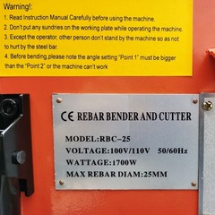 110V 1.7KW RBC-25 Rebar Bender and Cutter 0.16&Prime;-0.98&Prime; Steel Bar Bending Machine