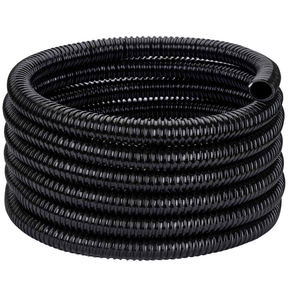 Pond Tubing ID 1 1/2&rdquo; &times; 20ft Black Corrugated Flexible Reinforced Wat