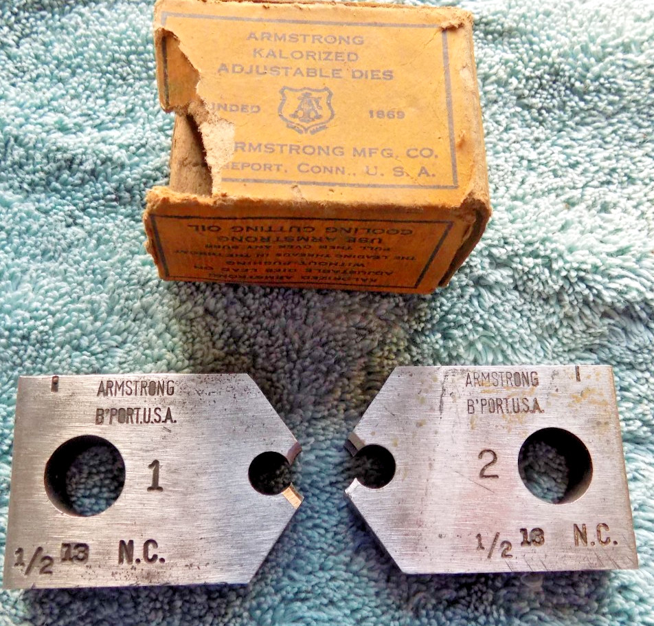 Armstrong Mfg Co. NUMBER 2 Kalorized Adjustable Dies 1/2-13 NC In Box Matched