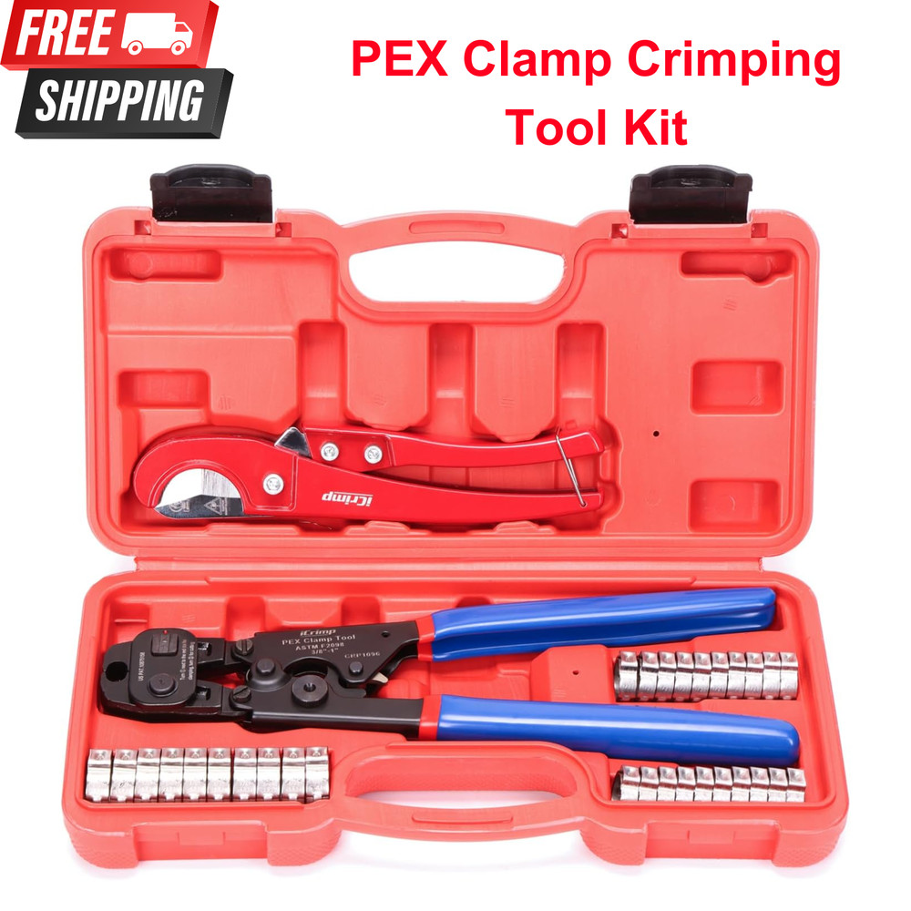 Ratchet PEX Cinch Tool For 3/8&Prime;, 1/2&Prime;, 3/4&Prime;, 1&Prime; Clamp, PEX Crimper,30 PEX Clamps