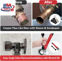 6 Pcs Plumbing Tools Kit with Angle Stop Wrench & 1/2-Inch Compression Sleeve Pu