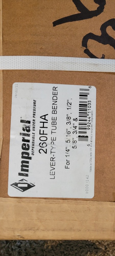 NEW IMPERIAL 260FHA Wide Range Tube Bender Kit 1/4, 5/16, 1/2, 3/8, 5/8, 3/4,7/8