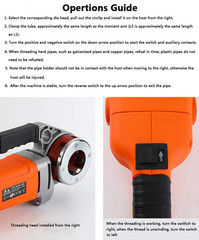 Portable Electric Pipe Threader Pipe Threading Machine with 6 Dies, 2300W Pipe