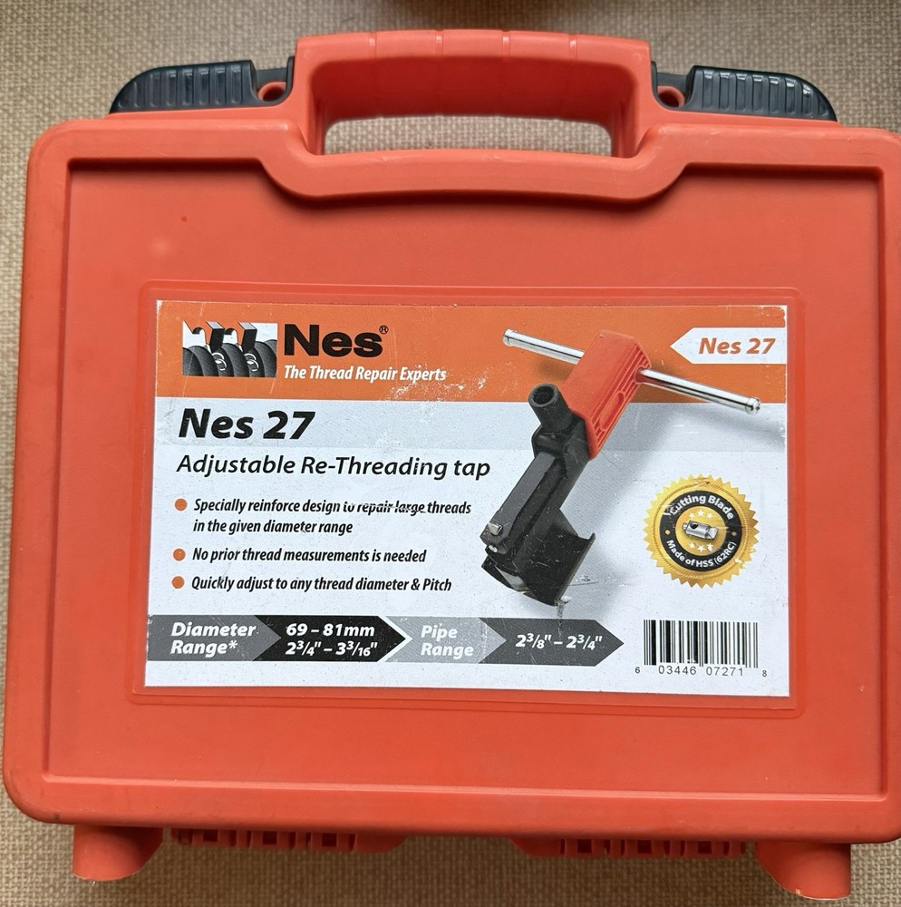 NES 27 Universal Internal Thread Repair Tool Adjustable Re-Threading Tap Case
