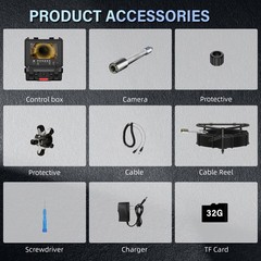 50m Pipe Inspection Camera IP68 Drain Sewer Camera 512hz Meter Counter 7mm Cable