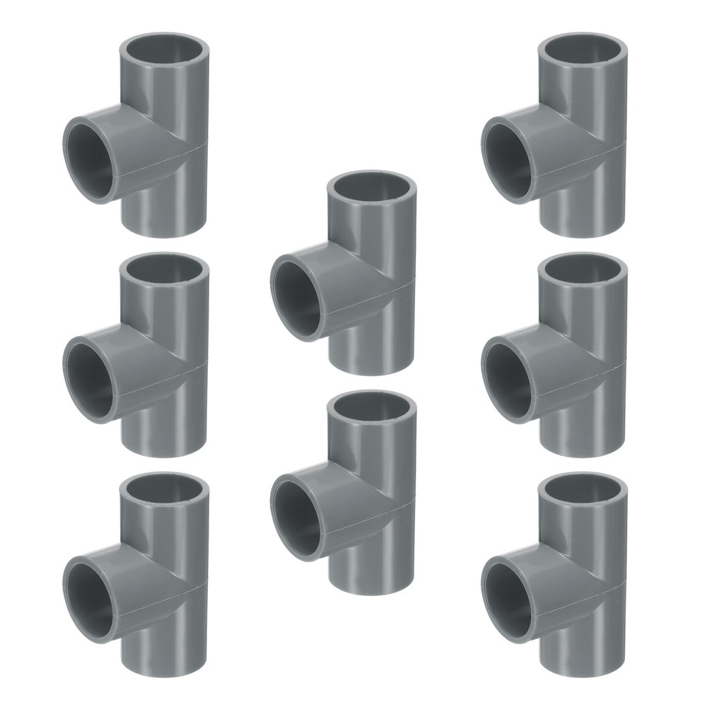 8pcs PVC Fitting 1/2&Prime; 3 Ways Connector Build Grade Pipe Coupling, Grey