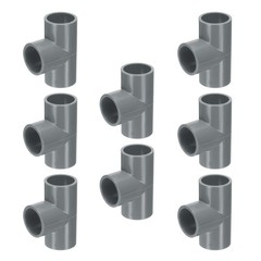 8pcs PVC Fitting 1/2&Prime; 3 Ways Connector Build Grade Pipe Coupling, Grey