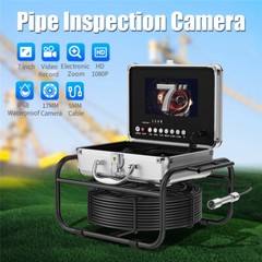 7&rdquo; Sewer Camera Pipe Inspection Camera 16GB Video DVR 17mm 50m Endoscope IP68