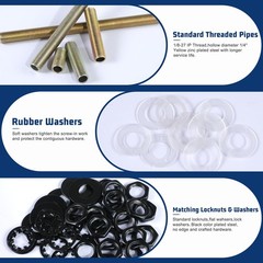 Lamp Repair Hardware Kit-5 Size Thread Pipe Nipples,20 One Size, Black
