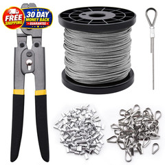 328ft 1/16&Prime; Wire Rope Crimping Tool Kit 328ft, Grey,black