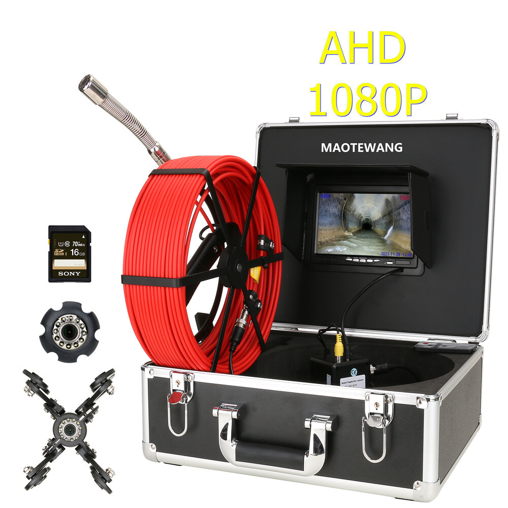 7inch Sewer Drain Pipe Inspection Video Camera DVR 16GB Industrial Endoscope 30M