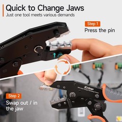 IWISS 8-Piece Crimping Tool Set with Ratcheting Design and Quick-Exchange Jaws